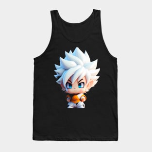 Ultra instinct white hair goku style martial artist miniature Tank Top